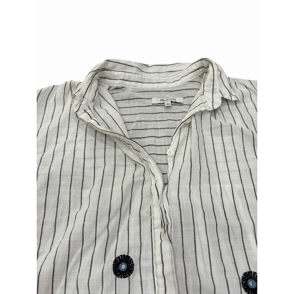 Madewell Womens Hilltop Shirt Floral Embroidery Coastal Minimalist White XXS - Picture 6 of 8